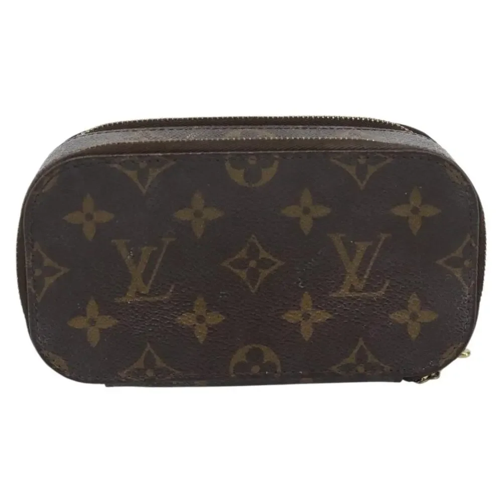 Louis Vuitton Monogram Trousse Brush PM Cosmetic Pouch Brown